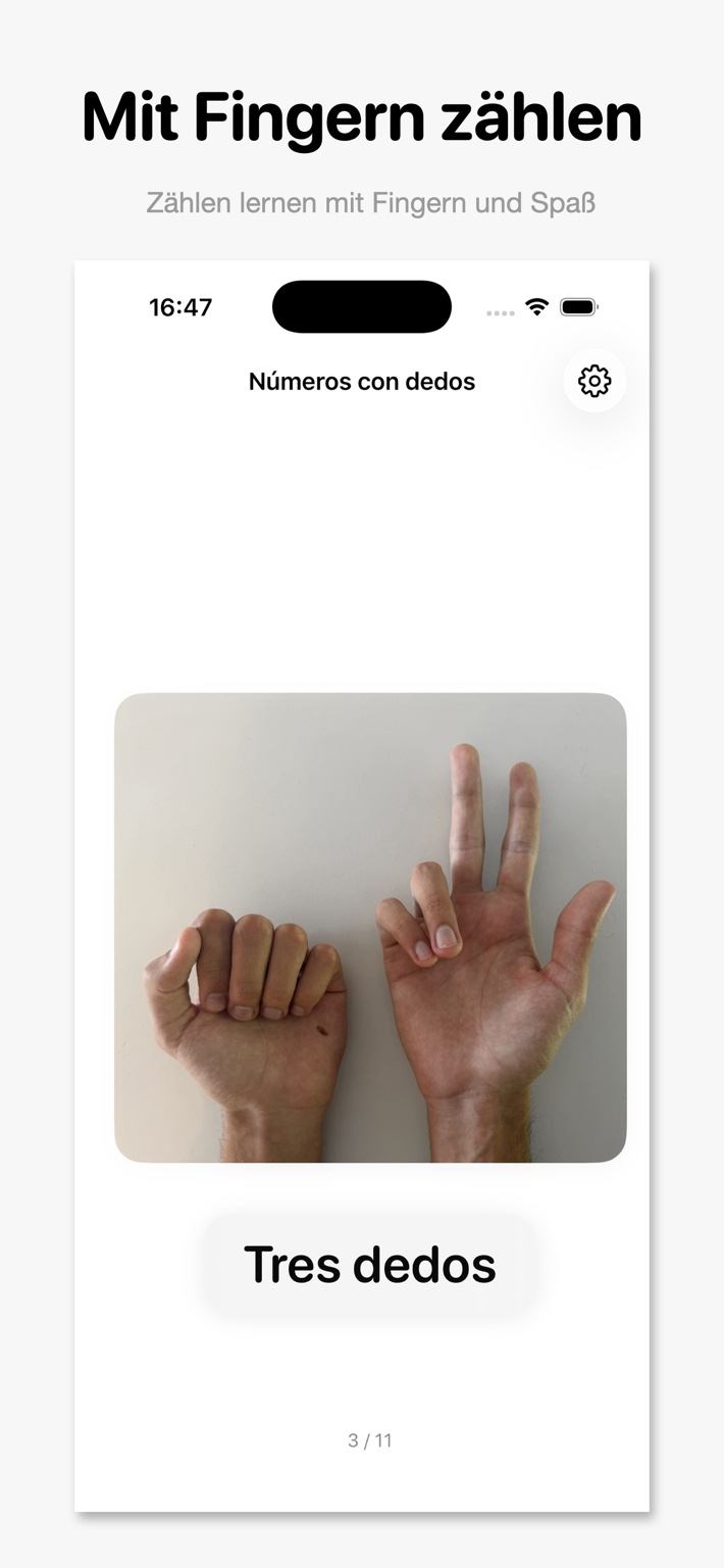 BabbleBuddy Screenshot mit Fingern zählen