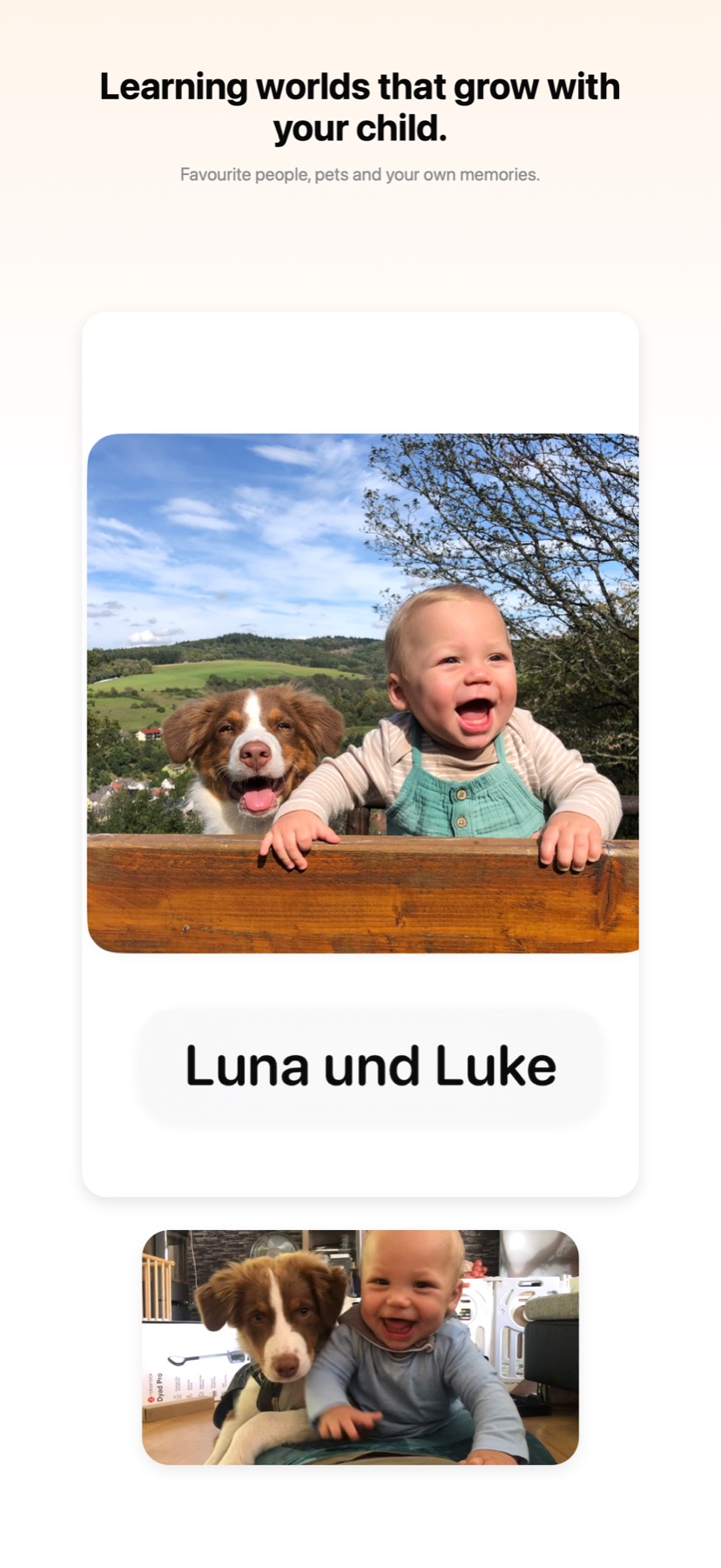 Personal learning worlds with family and familiar images